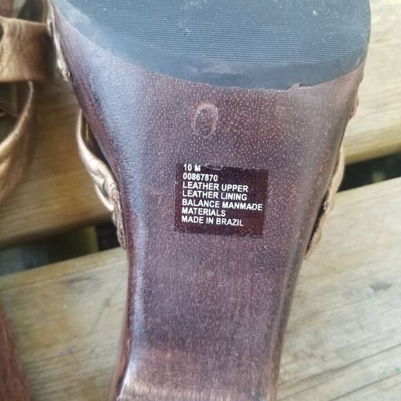 Vintage 90s y2k BRATZ Wood Leather Heeled Sandals - Picture 7 of 9